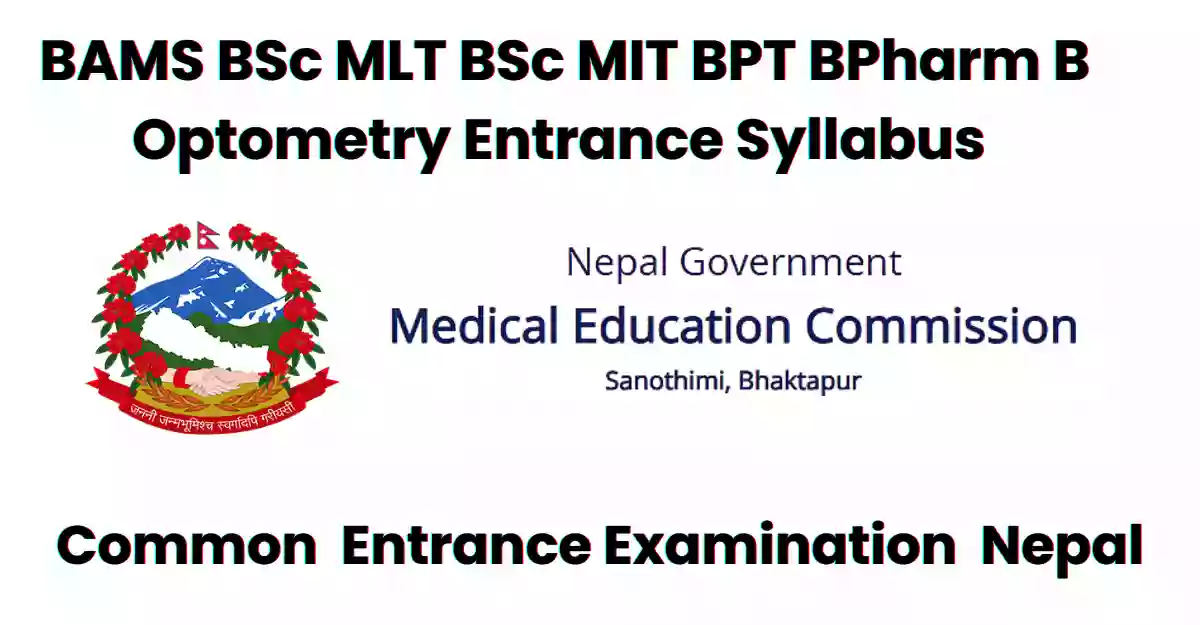 BAMS BSc MLT BSc MIT BPT BPharm B Optometry Entrance Syllabus